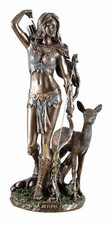Veronese Figur der Artemis griechische Göttin der Jagd mit  Pfeil und Bogen Reh
