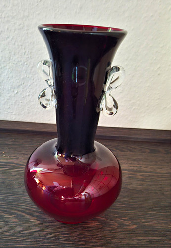 Vintage glas vase - vintage, rubinrot
