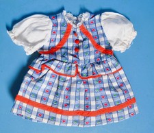 Puppenkleid, blau-weiß kariert, 24 cm lang f. Schildkröt, Kruse u.a.