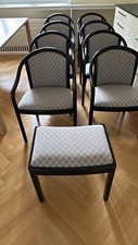 8 Stühle + Hocker, schwarz/grau, Lack, edel, evtl. Thonet