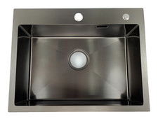 Lonheo Spülbecken Schwarz Spüle 58 x 45 cm Küchenspüle Groß Waschbecken Set