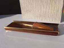 Edel " Grasoli Brieföffner Messing & Holz - schale teak 50er Schreibtisch Ablage