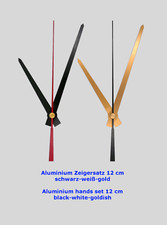 Zeiger-Set 12 cm schwarz weiß goldig Uhrzeiger-Satz für diy Uhren Reparatur-Set