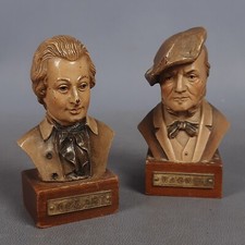 Skulpturen Holz Büste Mozart E Richard Wagner Anri Toriart Statuen Vintage 1960