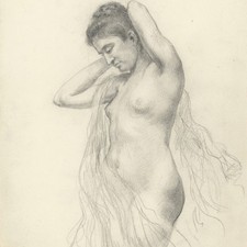 Unbekannt Stehender weiblicher Akt Bleistift Zeichnung unsigniert Mitte 19. Jh.