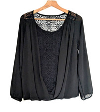 Damen bluse doppellagig - doppellagig, spitze
