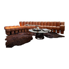De Sede Wohnlandschaft Sofa DS 600 Snake Nappaleder Naturale Cuoio Braun 