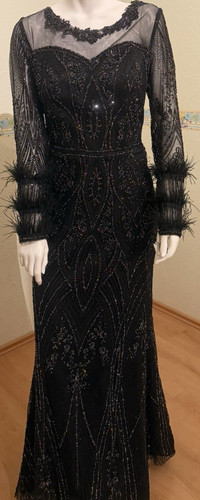 Schwarzes langes abendkleid - schwarzes,