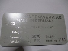 Typenschild Schild für VW Typ
