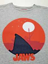 Jaws T-Shirt Herren Gr. L Grau Hai Flosse Jaws Druck Der Weiße Hai