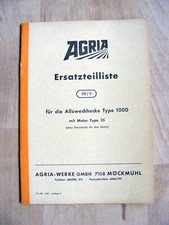 Agria Agriette 1000 Ersatzteilliste ETL Teileliste Motorhacke Einachsschlepper
