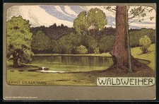 Künstler-AK Ernst Liebermann: Waldweiher, Landschaft 