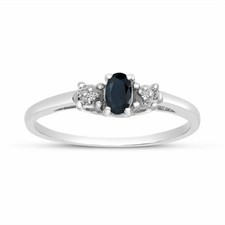 925 Sterlingsilber Blauer Saphir Und Diamant Ring E960