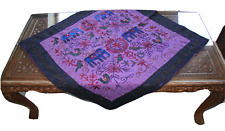 Wandbehang Tischdecke Dekoration lila Elefanten 81 x 84 cm Handarbeit-Indien 
