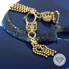 Wert 4.680,- Diamant Panther Ohrringe 1,00 ct 585 / 14 Kt Gelb Gold T0365 xxyy