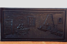 Kamin platte antik Ofen Relief Guss eisen Wand bild HBT 38x73,5x1,3---20kg