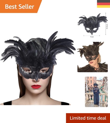Elegante schwarze federmaske - schwarze,
