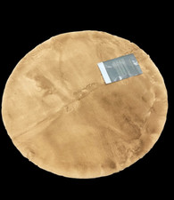 TEPPICH IN KANINCHENFFELL OPTIK   " CARLA "  FARBE: CAMEL  Ø 120 CM# SCHMUCKJAGD