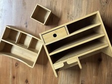 Schreibtisch Organizer Set aus Bambus – Ablage, Briefsorter & Stiftehalter