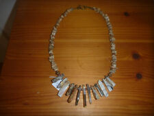 Landschaftsjaspis/Achat-Kette, beige/hellbraun-weiß-grau-rotbraun