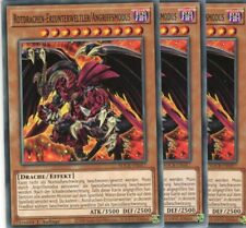 yugioh 3x Rotdrachen-Erzunterweltler/Angriffsmodus SDCK-DE017 COMMON DEUTSCH