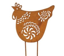 Metall HUHN Rost Deko 17cm