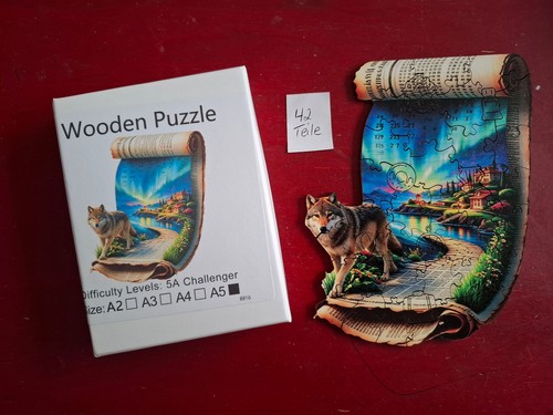 Puzzle wooden holz wolf aus - holz,