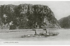 Binnenschiffe, Loreleyfelsen, Rhein, Seitenraddampfer,UAlte Original-AK, BI 112