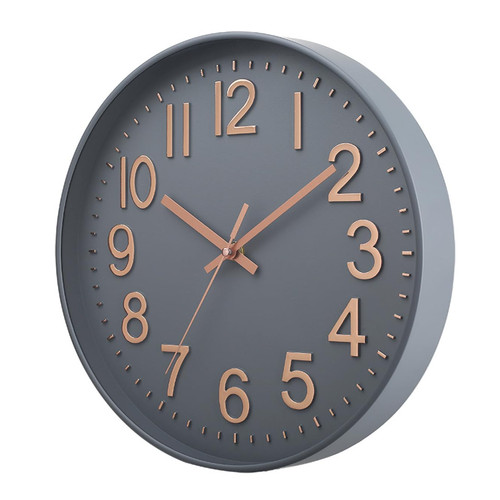 Wanduhr quarz grau rotgold - wanduhr,