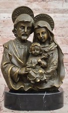 Hand Guss Bronze Heilig Familie Statue Signiert Valli Christian Figur Religiös