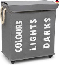 hausratplus osoltus Wäschebox - Wäsche-Sortierer mit Deckel & Rollen - B