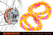 2x Nabenputzringe 56cm Rosa Gelb Moped Simson S50 KR51 E-Bike Fahrrad Putzringe