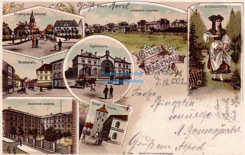 Litho gruss aus hagenau - ak,