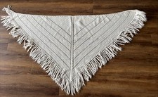 Handarbeit Stola Tuch Dreieck Wollweiss Ca 180x80 Neuwertig