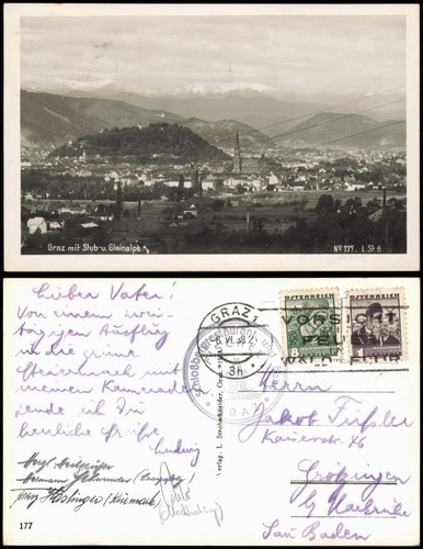 Ansichtskarte graz blick auf - ansichtskarte,