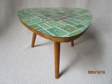 Opal Kleinmöbel Blumenhocker Tischchen Holz 3-Bein Tisch Mosaikplatte grün-bunt