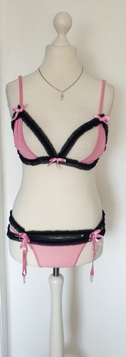 Set schwarz rosa spitze - bh,