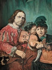 Original Ölgemälde nach Jan De Bray Geigenspieler signiert David Davies 1975