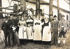 Foto als AK um 1900 - TRACHTLER / Perchten / Mann mit Frauenperücke - Fridolfing