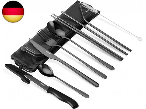 Reisebesteck teilig schwarz - reisebesteck,