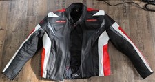 Motorradjacke Schwarz/Rot/Weiß Herren Leder mit Protektoren Gebraucht