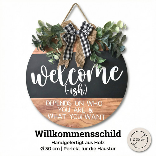 Türschild willkommen holz - türschild,