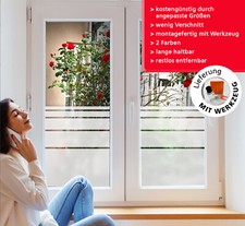 27,89€/m² Fensterfolie STREIFEN Milchglasfolie Sichtschutz FD0053 MIT WERKZEUG !