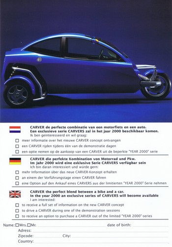 1999 carver one - one, 3-wheeler