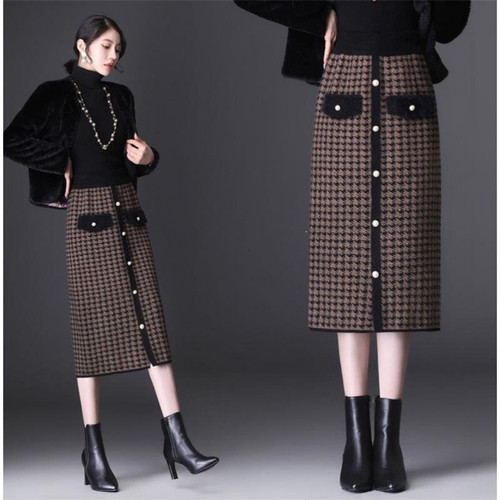 Damen midi strickrock hohe - damen,