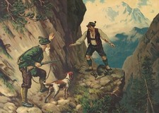 Überrascht Ringeisen Jagdbild Gemse Gams Jäger Gebirge Wilderer A3 011