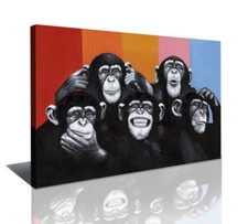 Bilder Leinwand 5 Affen bunt 4004 fertig auf Rahmen Marken Wandbilder Visario