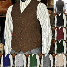 Business Herren Anzug Tweed Weste Jagd Herringbone Wolle Vintage Hochzeit Retro