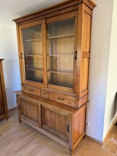 Vitrinen Aufsatzschrank Nussbaum Vollholz handgefertigt 225 x 154 x 54 Top