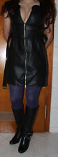 ECHT Lederkleid schwarz 2 Wege Frontreißverschluss tolle Steppung